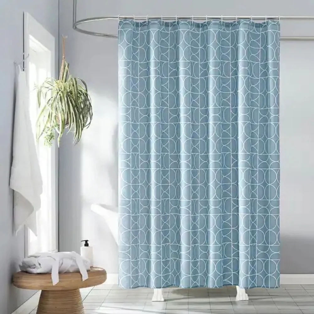No. 918 Roswell Geometric Print 13-Piece Shower Curtain Set - Denim ⭐️NWT⭐️